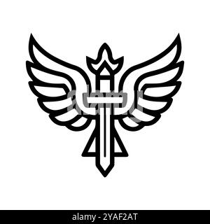 erzengel-Symbol oder modernes Liniensymbol. Vektorgrafik und Ikonendesign mit auffälligen Konturen. Schwarz-weiß Pixel Perfect minimalistisches Symbol isoliert wh Stock Vektor