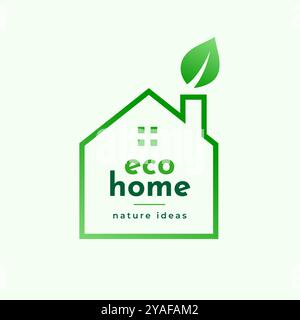 Trendige umweltfreundliche Smart House Icon Hintergrund mit Blatt Design Vektor Stock Vektor