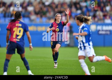 Barcelona, Esp. Oktober 2024. FC BARCELONA GEGEN RCD ESPANYOL. 13. Oktober 2024 während des Spiels zwischen dem FC Barcelona und dem RCD Espanyol, das der La Liga F entspricht, im Johan Cruyff Stadium in Barcelona, Spanien, am 13. Oktober 2024. Quelle: Rosdemora/Alamy Live News Stockfoto