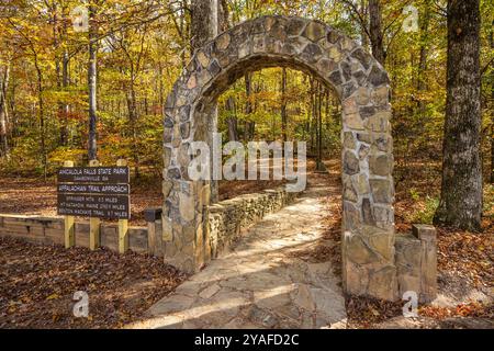 Der Amicalola Falls State Park in Dawsonville, Georgia, erreicht den südlichen Endpunkt des Appalachian Trail auf dem Springer Mountain. (USA) Stockfoto