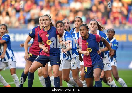 Barcelona, Esp. Oktober 2024. FC BARCELONA GEGEN RCD ESPANYOL. 13. Oktober 2024 während des Spiels zwischen dem FC Barcelona und dem RCD Espanyol, das der La Liga F entspricht, im Johan Cruyff Stadium in Barcelona, Spanien, am 13. Oktober 2024. Quelle: Rosdemora/Alamy Live News Stockfoto