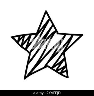 Doodle Star. Symbol für handgezeichnete Scribble-Skizzen. Vektor-Grunge-Linie handgezeichneter Stern. Stock Vektor