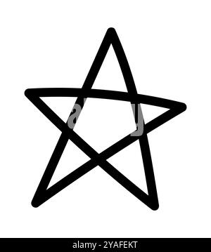 Doodle Star. Symbol für handgezeichnete Scribble-Skizzen. Vektor-Grunge-Linie handgezeichneter Stern. Stock Vektor