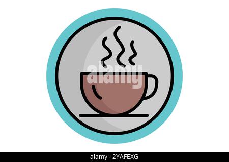Kaffeesymbol. Symbolstil für farbige Umrisse. Kaffeetasse. Symbol für Getränk. Vektorillustration für Hotel Elements Stock Vektor