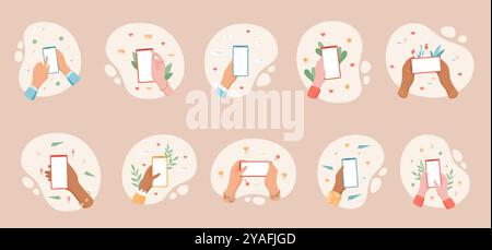 Smartphone Hand Cartoon Set Stock Vektor
