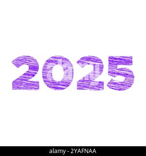 Neujahr 2025 schönes Textnummerndesign für Feiertag Vektor-Illustration isoliert auf weiß Stock Vektor