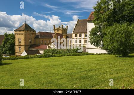 Schloss Weitenburg, romantisches Hotel, historisches Gebäude, Wohnschloss in verschiedenen Architekturstilen, Renaissance, Barock, Neogotik, Starzach, Stockfoto