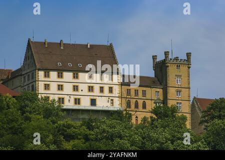 Schloss Weitenburg, romantisches Hotel, historisches Gebäude, Wohnschloss in verschiedenen Architekturstilen, Renaissance, Barock, Neogotik, Starzach, Stockfoto