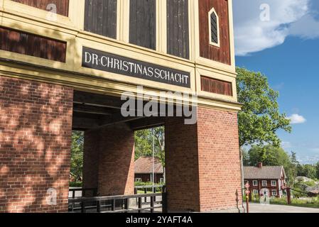 Sala Silvergruva, Vastmanlands Lan, Schweden, 08 07 2019 Haupteingang des Silberminenschachts, Europa Stockfoto