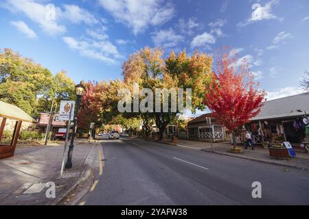 Hahndorf, South Australia, 12. April 2023: Hauptansicht der berühmten deutschen Stadt Hahndorf in Adelaide Hills in South Australia, Australien, Stockfoto