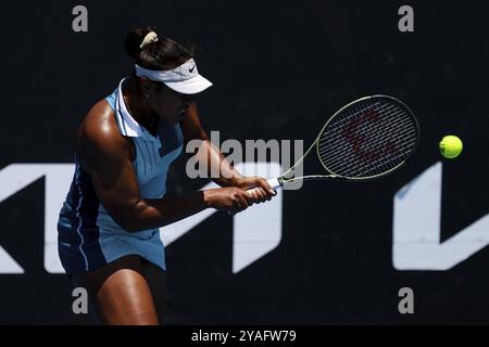 MELBOURNE, AUSTRALIEN, 12. JANUAR: Destanee Aiava aus Australien spielt im letzten Qualifikationsspiel vor dem 20 Stockfoto