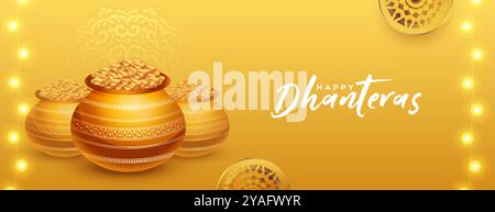 indisches Festival Happy Dhanteras Premium Tapete für Akshaya Tritiya Ritualvektor Stock Vektor