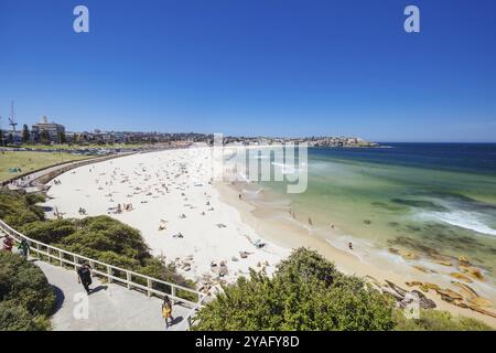 SYDNEY, AUSTRALIEN, 05. DEZEMBER 2023: Allgemeiner Blick auf den Strand in Richtung Bondi Beach an einem warmen Sommertag in Sydney, New South Wales, Australien, Ozeanien Stockfoto