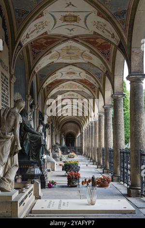 Prag, Tschechische Republik, 08 01 2020 Bogengalerie des Vysehrader Friedhofs, Europa Stockfoto