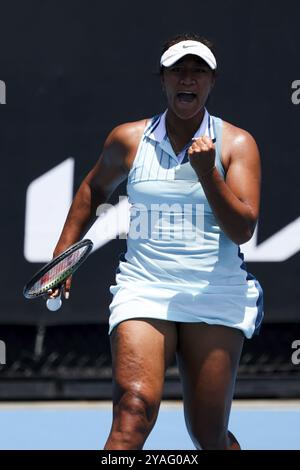 MELBOURNE, AUSTRALIEN, 12. JANUAR: Destanee Aiava aus Australien spielt im letzten Qualifikationsspiel vor dem 20 Stockfoto