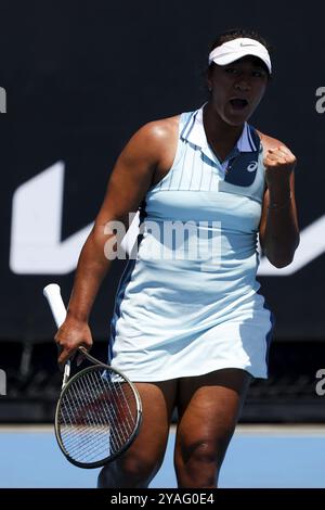 MELBOURNE, AUSTRALIEN, 12. JANUAR: Destanee Aiava aus Australien spielt im letzten Qualifikationsspiel vor dem 20 Stockfoto