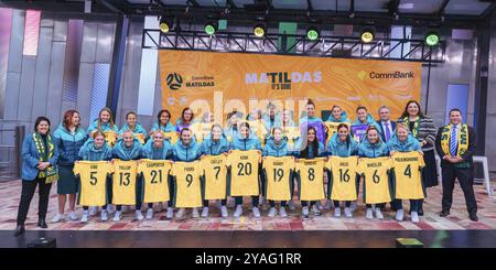 MELBOURNE, AUSTRALIEN, 11. JULI: Bekanntgabe und Präsentation des Teams der australischen Commbank Matildas Women's World Cup am 11. Juli 202 auf dem Federation Square Stockfoto