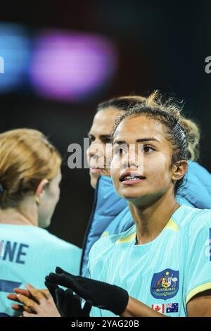 MELBOURNE, AUSTRALIEN, JULI 31: Mary FOWLER aus Australien feiert den Sieg gegen Kanada bei der FIFA Frauen-Weltmeisterschaft Australien Neuseeland 2023 in Melbourn Stockfoto