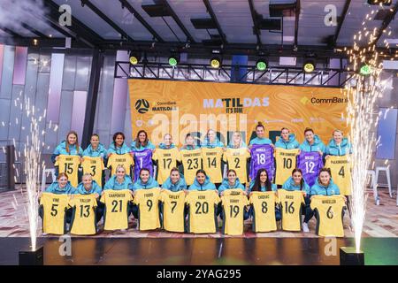 MELBOURNE, AUSTRALIEN, 11. JULI: Bekanntgabe und Präsentation des Teams der australischen Commbank Matildas Women's World Cup am 11. Juli 202 auf dem Federation Square Stockfoto