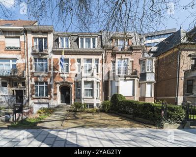 Ixelles, Brüssel/Belgien, 03 30 2019: Fassade der Botschaft von Uruguay, Franklin Roosevelt Avenue Stockfoto