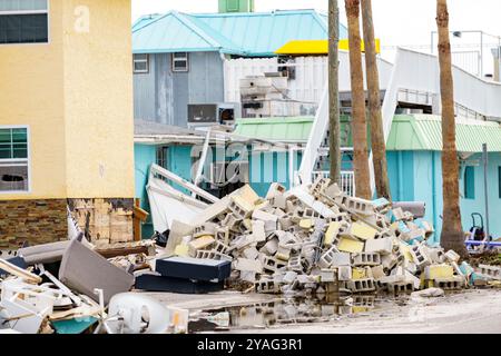 Szene am St. Petersburg Beach nach Hurrikan Milton Stockfoto Stockfoto