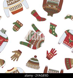 Festlicher Winter Pullover Muster Vektor Stock Vektor