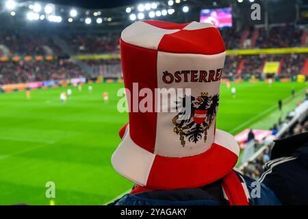 Österreichische Fußballfans während des UEFA Nations League Fußballspiels zwischen Österreich gegen Norwegen, am Sonntag 13. Oktober 2024 in der Raiffeisen Arena in Linz // österreichische Fußballfans beim Fußball-Spiel der UEFA Nations League zwischen Österreich und Norwegen am Sonntag, den 13. Oktober 2024 in der Raiffeisen Arena in Linz. - 20241013 PD7541 Credit: APA-PictureDesk/Alamy Live News Stockfoto