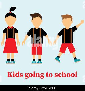 Sammlung von Schulkindern Raster Version von School Kids 2. Illustration einer vielfältigen Gruppe von Schulkindern. Stock Vektor