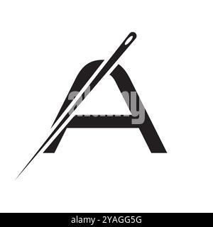 Letter A Tailor Nähnadel Logo Design Konzept für Stickerei, Textil, Mode, Tuch, Stoffsymbol Stock Vektor