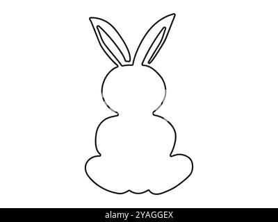Schwarze Umrisse eines Spielzeugkaninchens isoliert auf weißem Hintergrund. Osterhase. Einfaches schwarzes Symbol des Hasen. Konzept von Spielzeug Tier, Haustier Illustration, Minimali Stock Vektor