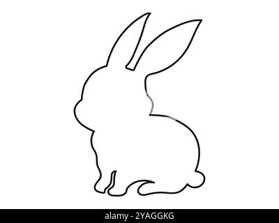 Schwarze Umrisse eines Kaninchens isoliert auf weißem Hintergrund. Osterhase. Einfaches schwarzes Symbol des Hasen. Konzept des minimalistischen Stils, niedliche Tierillustration Stock Vektor