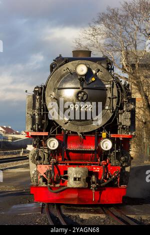 Eine Dampflokomotive auf der Harzer Schmalspurbahn Stockfoto