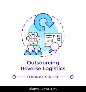 Symbol für mehrfarbiges Konzept für Outsourcing Reverse Logistics Stock Vektor