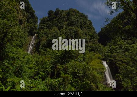 Moonlight, Trafalgar Falls, Morne Trois Pitons National Park, Dominica Stockfoto