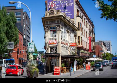 Dreieck-Eckgebäude in Portland, Oregon Stockfoto