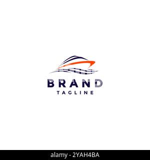 Luxuriöses Kreuzfahrtschiff-Logo. Kreuzfahrtschiff Elegant Line On The Waves Logo-Design. Stock Vektor