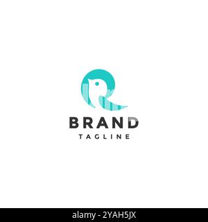 Schlichtes R Vogel-Logo mit Silhouette. Design mit Buchstabe R in Vogelform. Stock Vektor