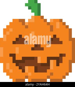 Kürbis zu Halloween. Pixel-8-Bit-Stil Stock Vektor