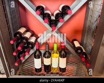 Lokale Weine aus Cafayate zum Verkauf im Shop im Museo de la Vid y el Vino in Cafayate, Argentinien. Stockfoto