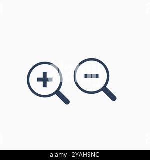 Lupensymbole für das Vergrößern und Verkleinern Stock Vektor