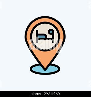 Vektorbild des Symbols für die Lage des Hotels. Stock Vektor