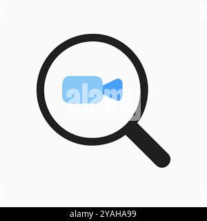 Symbol für die Videosuche mit Lupensymbol. Stock Vektor