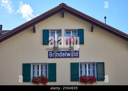 Architektur- und Straßendetails in Grindelwald, Schweiz, nahe Eiger und Jungfraujoch Stockfoto