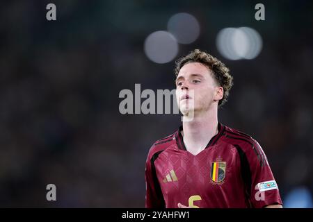 Maxim de Cuyper aus Belgien sieht während der UEFA Nations League 2024/25 Ein Spiel der Gruppe A2 zwischen Italien und Belgien im Stadio Olimpico am 10. Oktober 2024 in Rom an. Stockfoto