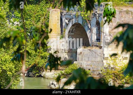 Ponte Emilio, Ponte Rotto, Tiberinsel, Tevere, Rom, Region Latium, Italien Stockfoto