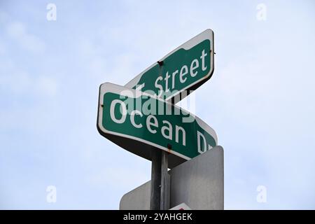 Ocean Drive Schild South Beach miami und Ocean Drive Avenue Stockfoto