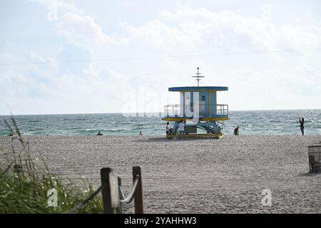 South Beach miami und Lifeguard Towers Stockfoto