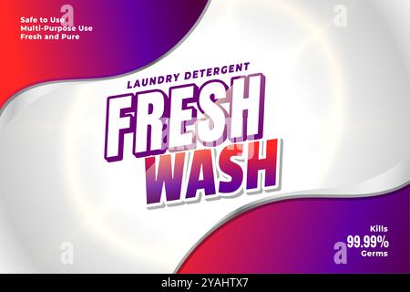 Modernes Waschmittel-Pulver-Etikett für frischen Waschvektor Stock Vektor