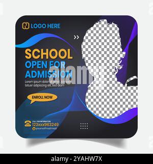 Elegante Kids School Open Social Media Post Design Stock Vektor