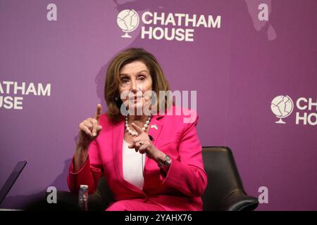 London, Großbritannien. Oktober 2024. Ehemalige Sprecherin des Repräsentantenhauses Nancy Pelosi im Chatham House Credit: Dominic Dudley/Alamy Live News Credit: Dominic Dudley/Alamy Live News Stockfoto